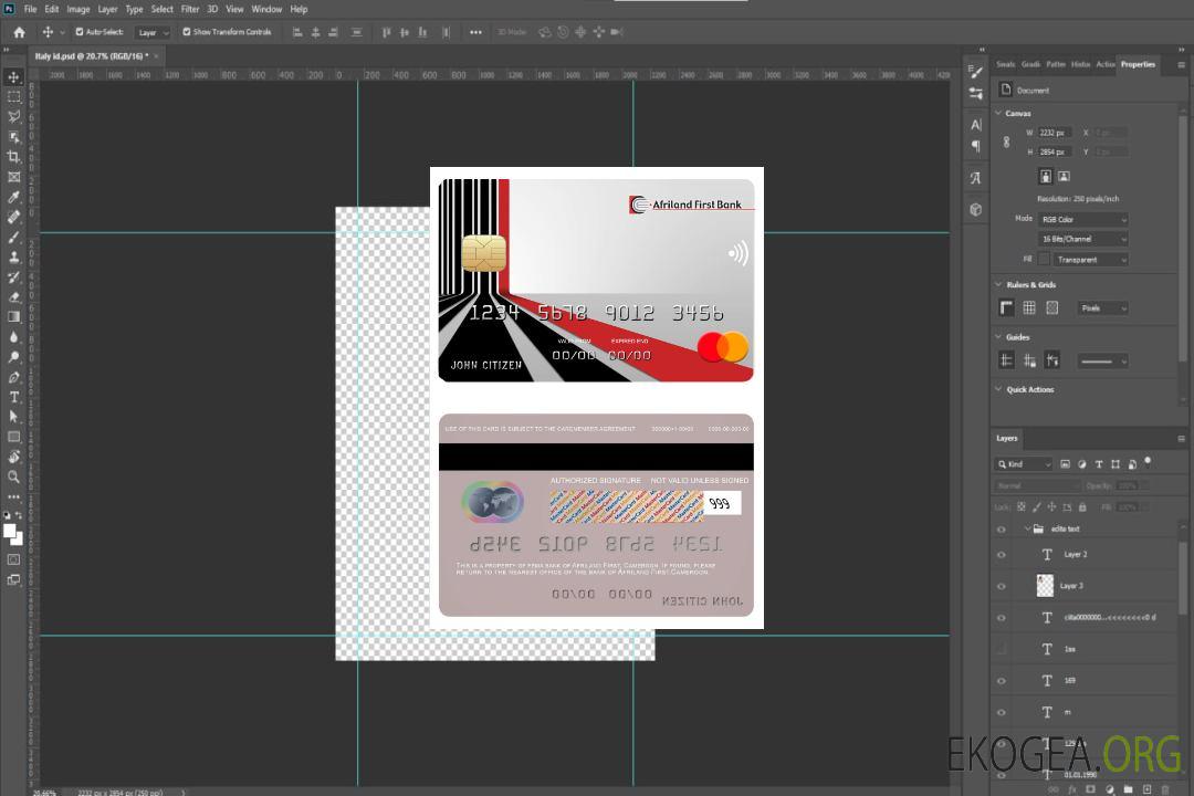 Cameroun Afriland First bank mastercard template Cameroun Afriland First bank mastercard template